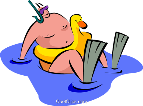 Fat Man At Beach Royalty Free Vector Clip Art Illustration - Man On Beach Cartoon Png (480x356), Png Download