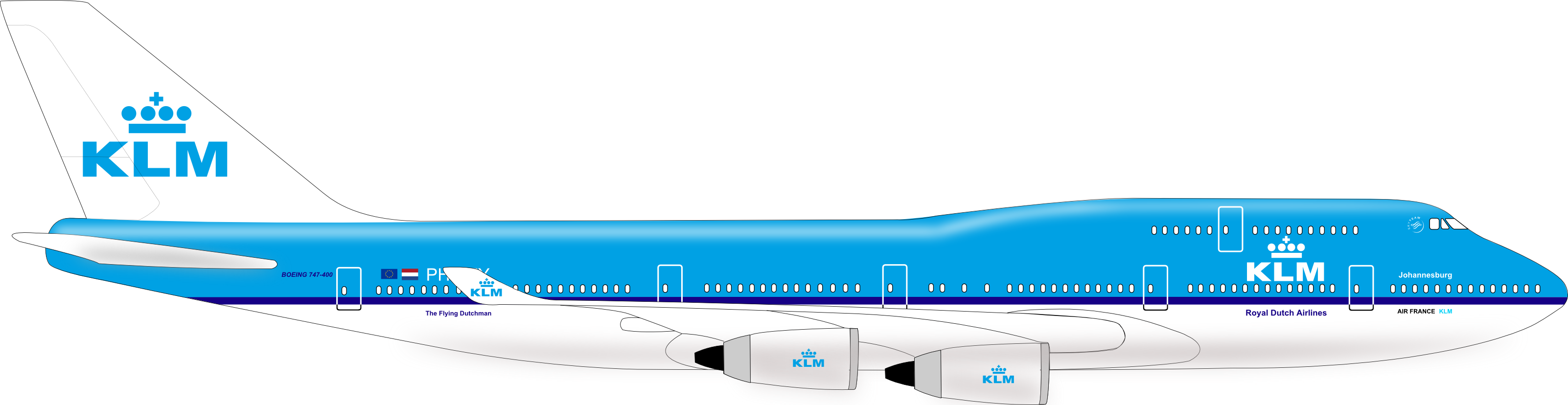 Klm Boeing 747 - Air France (3204x828), Png Download