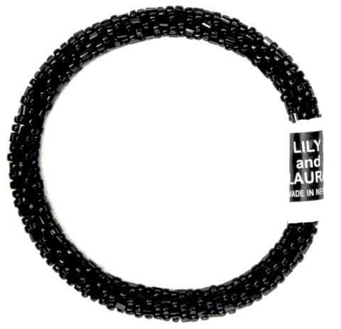 Black Cut And Round Bead - Bracelet (480x463), Png Download
