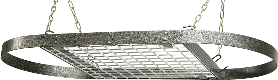 Cw6016 Hammered Gray Enameled Oval Hanging Pot Rack - Light (1024x1024), Png Download