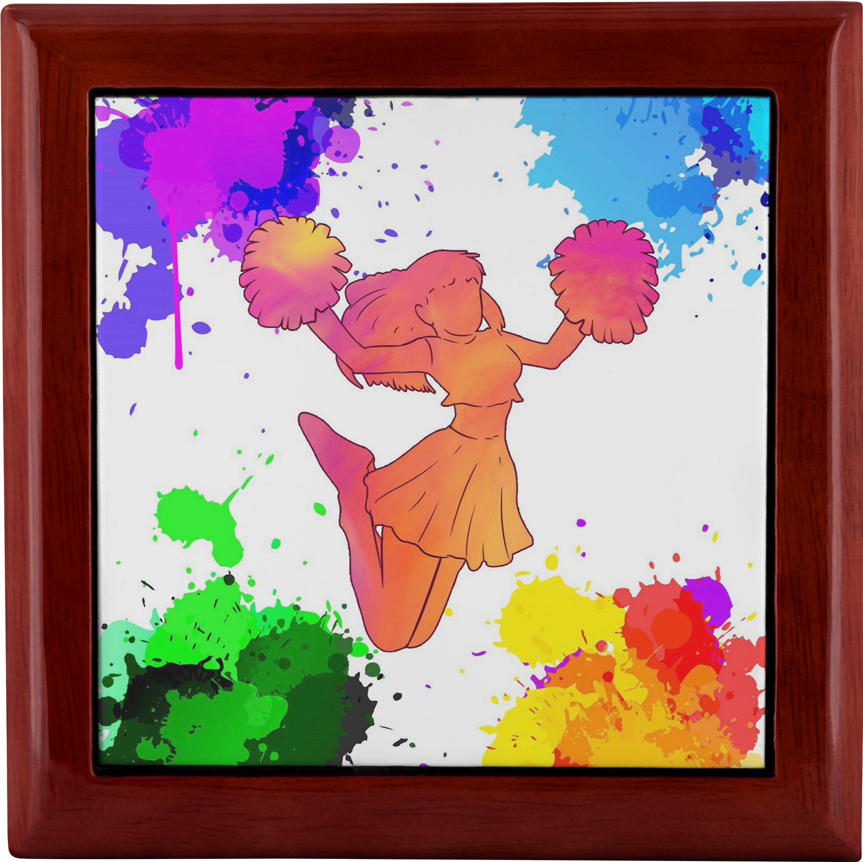 Cheerleader Genuine Wood Jewelry Storage Box For Trinkets - Picture Frame (2000x2000), Png Download