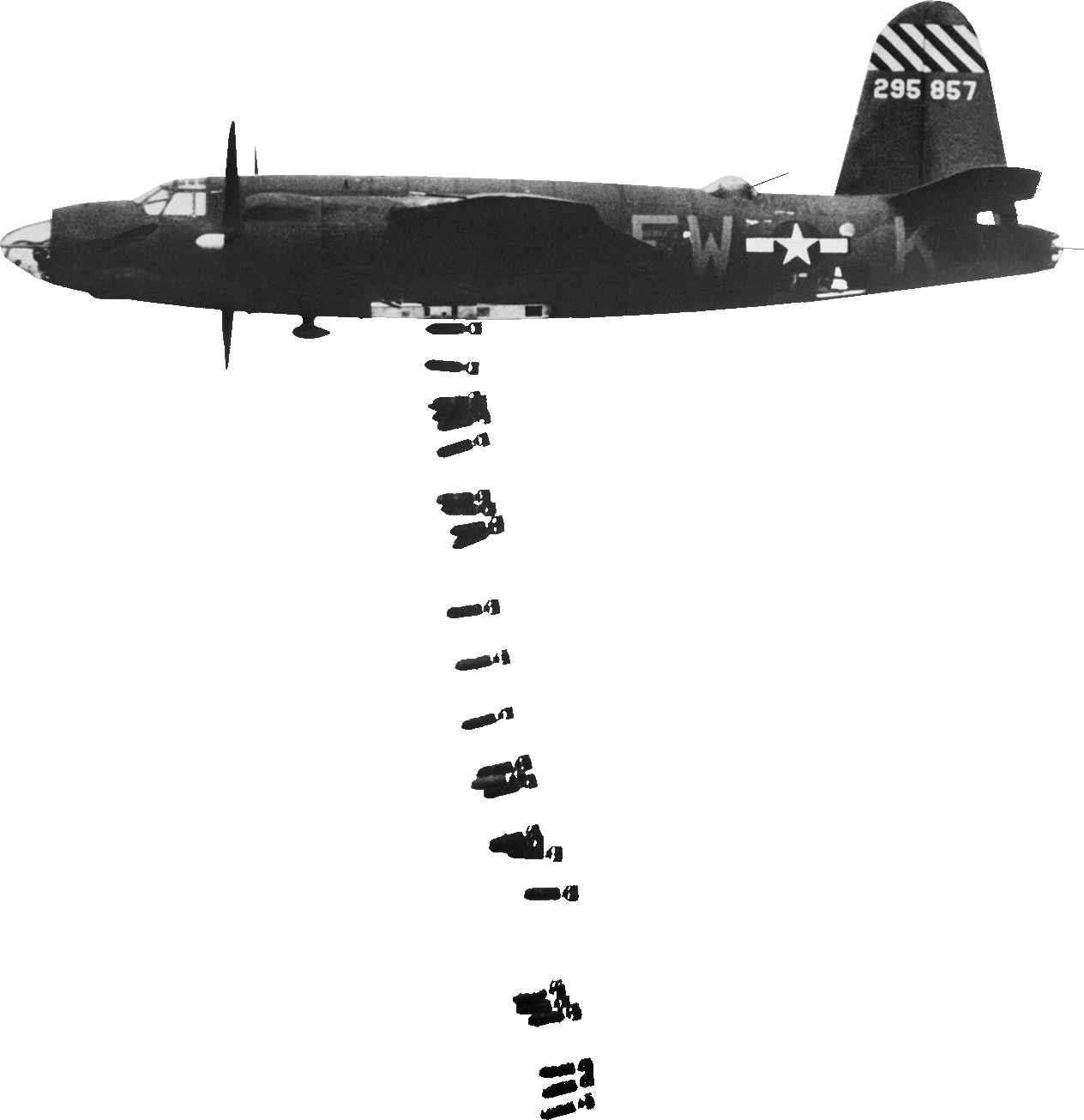 Us Plane Dropping Bombs - Ww2 Planes Dropping Bombs (1264x1306), Png Download