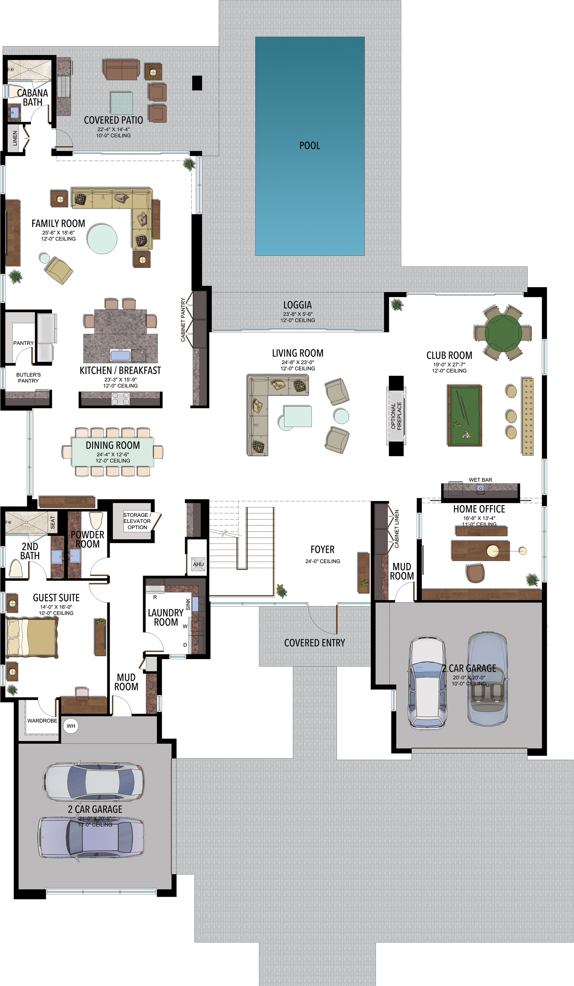The Dali Floorplan At Boca Bridges - Boca Bridges (2015x3317), Png Download