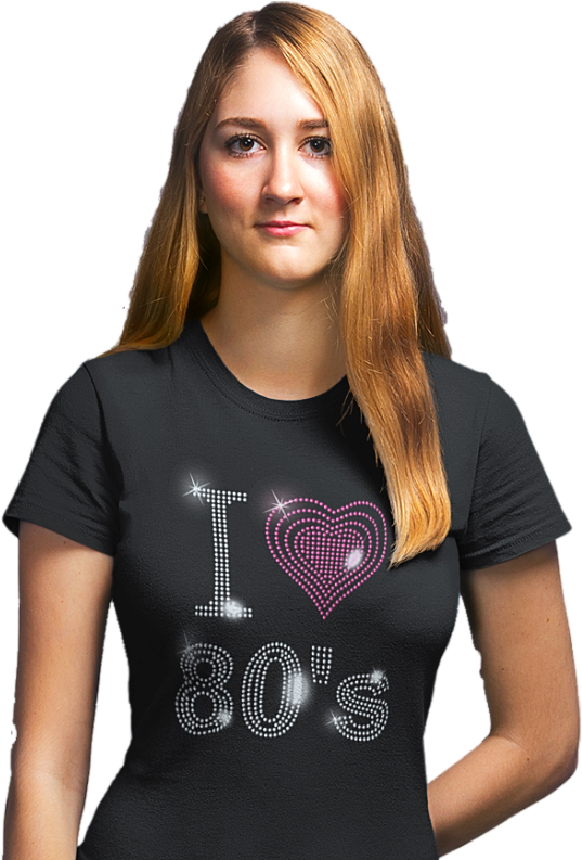 I Love Eighties 80s Rhinestud Design T-shirts Or Vests - T-shirt (800x800), Png Download