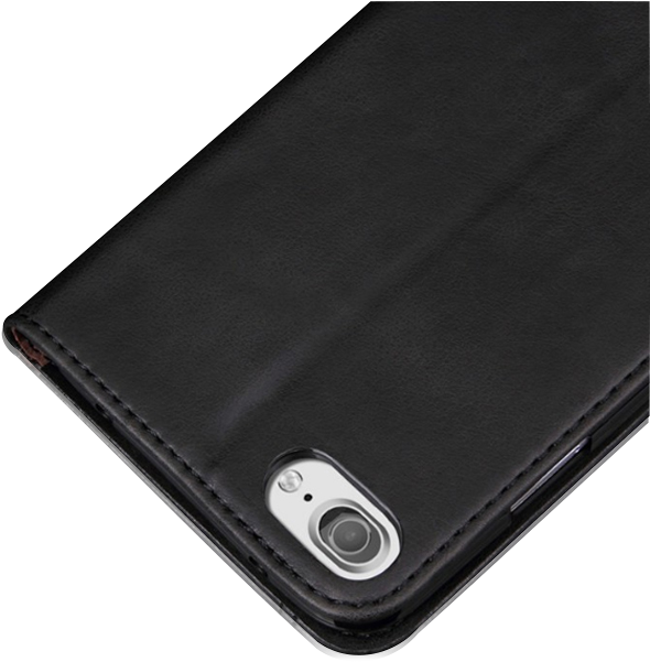 Vintage Black Leather Apple Iphone 6/6s Wallet Case - Retro Wallet Bookcase Zwart Iphone 7 Plus / 8 Plus (600x600), Png Download