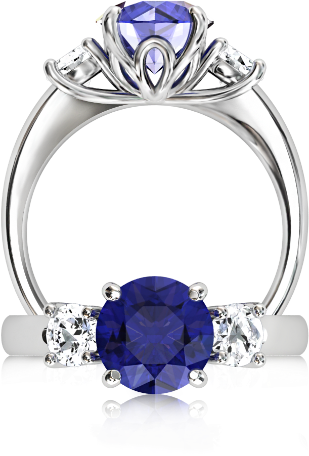 Tanzanite Center With Sides Ring - Tanzanite Engagement Rings (1024x1024), Png Download