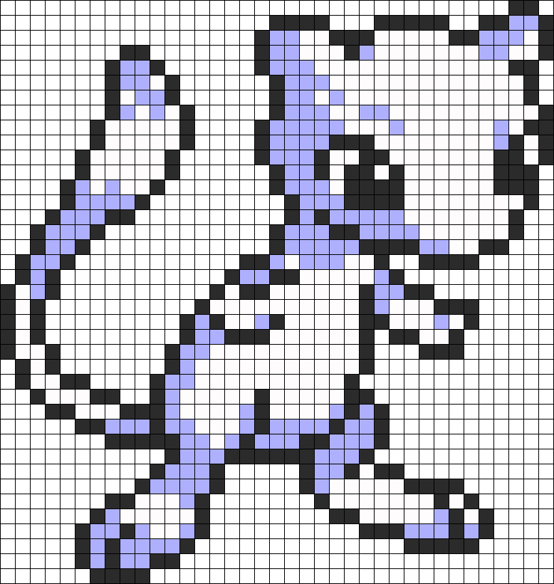 Mew Pokemon 8 Bit Perler Bead Pattern / Bead Sprite - Pixel Art Pokemon Mewtwo (778x820), Png Download