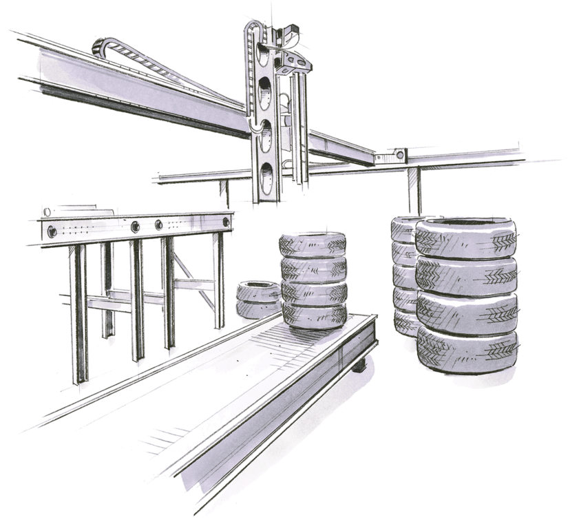 No Matter If It Is About Sorting, Storing Or Palletizing - Sketch (2000x878), Png Download