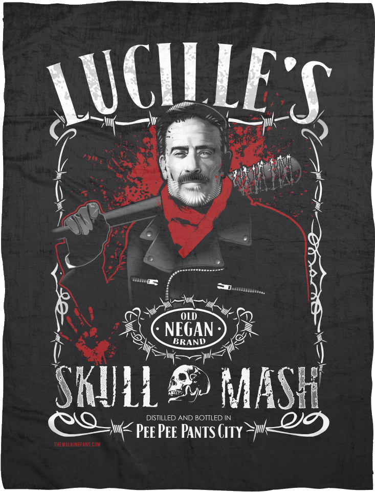 Lucille's Skull Mash Premium Fleece Blankets - Walking Dead Clothing - Negan Tee Shirt (1024x1024), Png Download