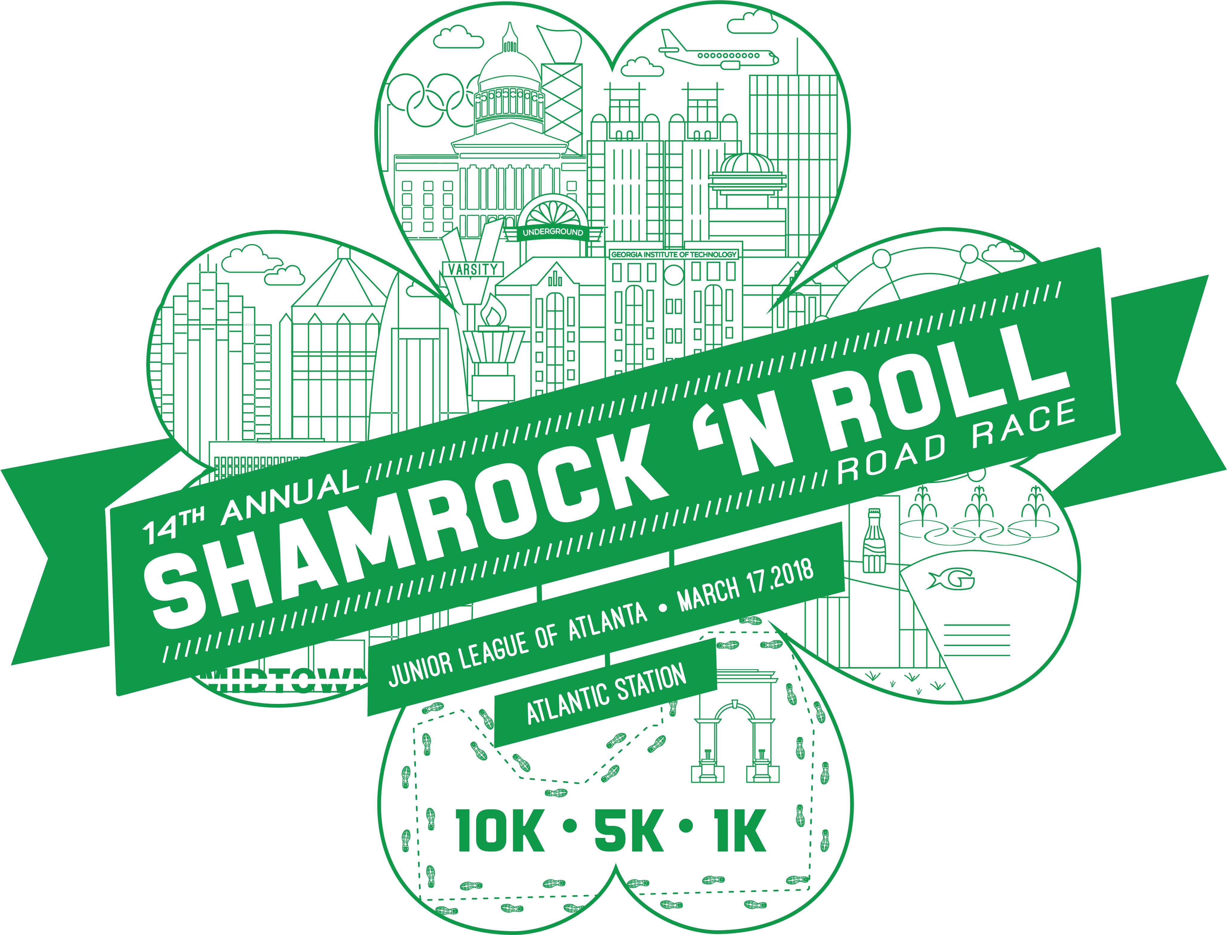 Online Registration For The 14th Annual Shamrock 'n - 2018 Shamrock N Roll Road Race (4201x4201), Png Download
