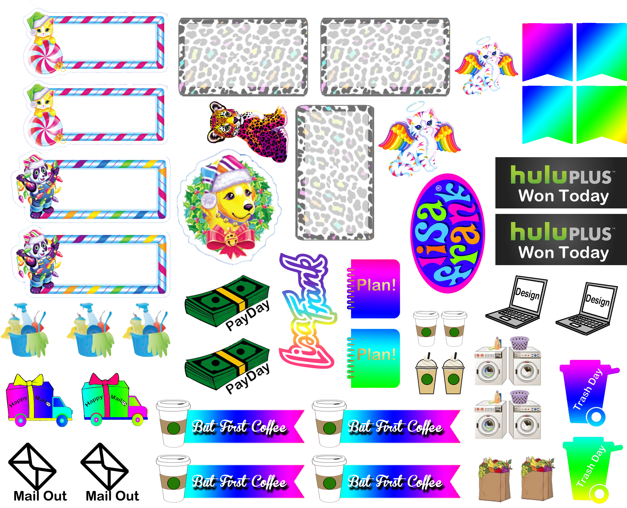 "sticker Kit" Lisa Frank Functional Sheet Sticker - Lisa Frank (2250x1800), Png Download