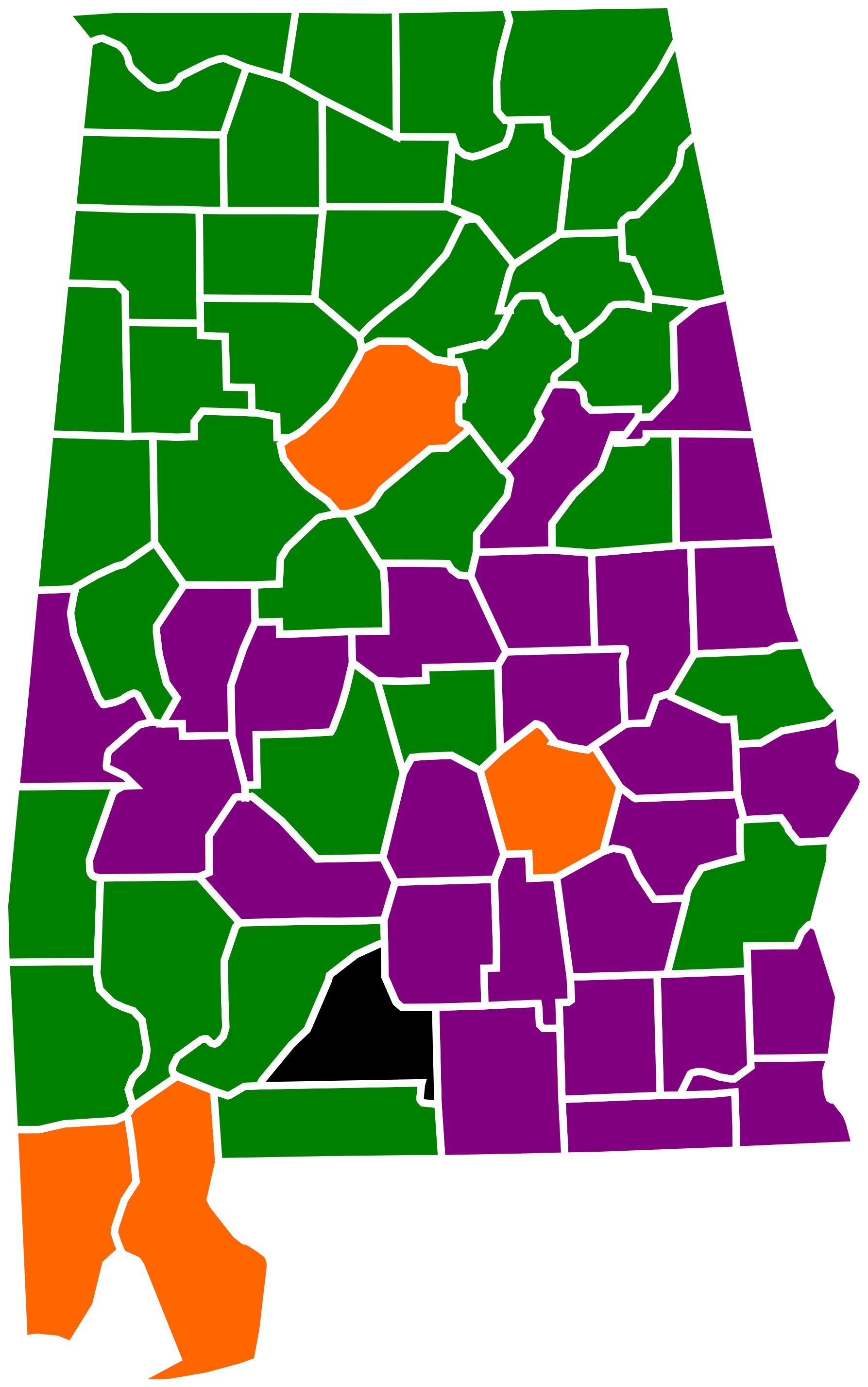 Alabama Results By County - 2018 Alabama Gubernatorial Election (2000x3209), Png Download
