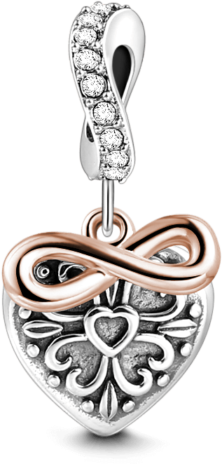 Infinity Blooming Heart Rose Gold - Love You Charm Soufeel Infinity Blooming Heart Rose (800x800), Png Download