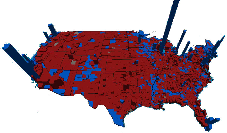 America Red Blue 3d - 2004 Election Map (875x511), Png Download