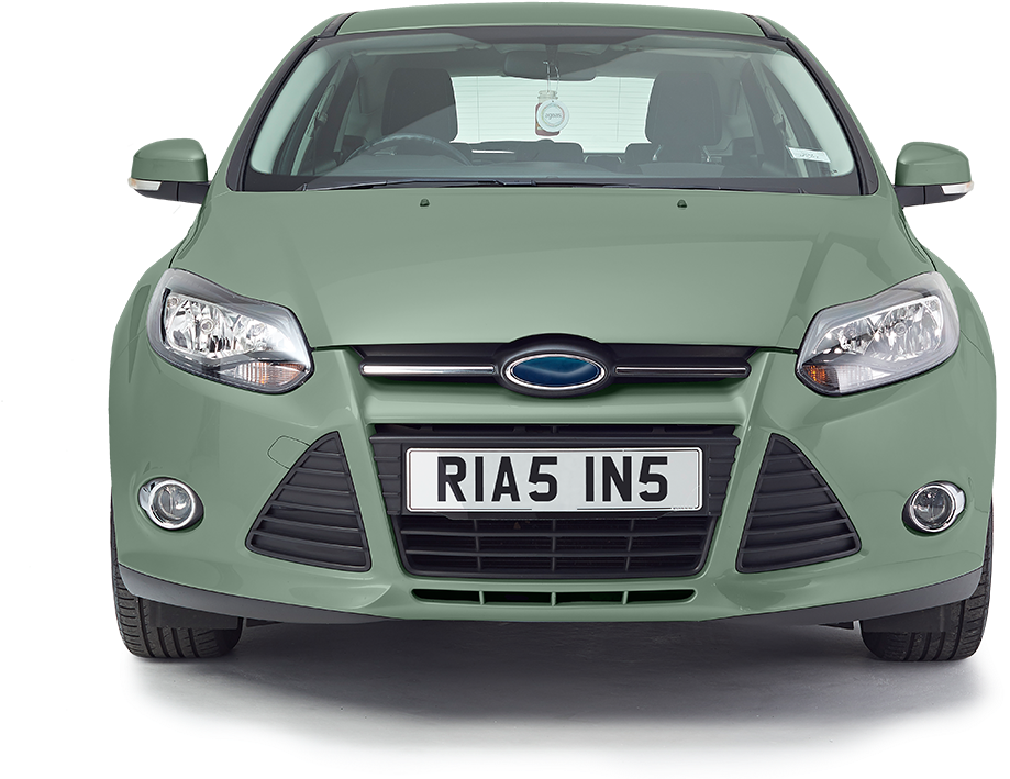 Mint Coloured Car With Rias Personalised Plate - Car Front Cut Out (1360x710), Png Download