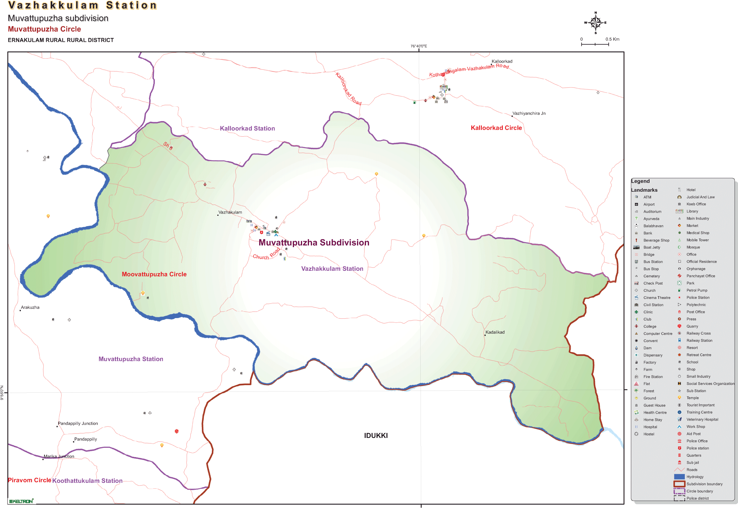 The Vazhakulam Police Station Was Sanctioned As Per - Map Of Kottappady Grama Panchayath (2479x1754), Png Download