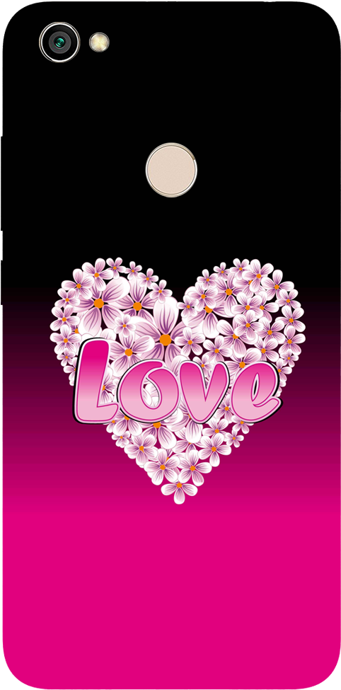 Flower Heart Printed Case Cover For Redmi Y1 By Mobiflip - Pink Roses And Hearts (1000x1000), Png Download