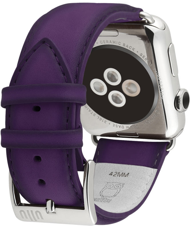Leather Band For Apple Watch 42mm Stainless Steel Hand - Ullu Hand-colored Leather Apple Watch Band (800x800), Png Download
