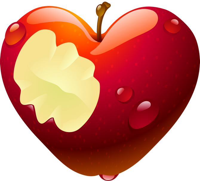 63 - Pomme D Amour En Coeur (670x606), Png Download