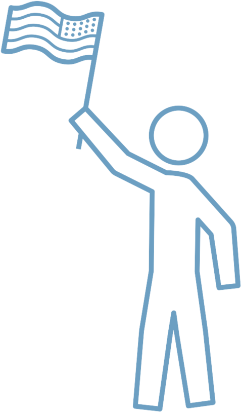 Outline Of Person Holding An American Flag - Flag Of The United States (1000x1000), Png Download