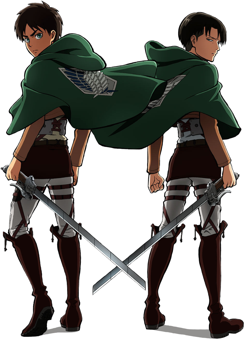 Eren And Levi Fighting (500x670), Png Download