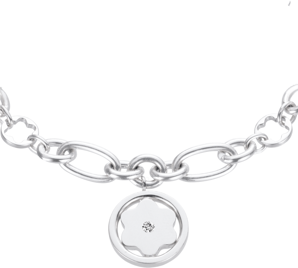 Montblanc Star Signet Bracelet - Oval Montblanc Star Chain Bracelet In Sterling Silver (1000x1000), Png Download