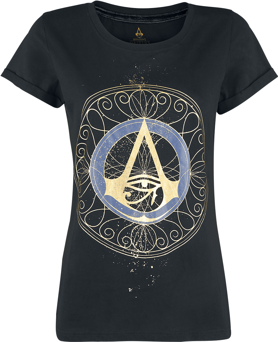 Assassin's Creed Origins Logo Girl Shirt Schwarz - Shirt (987x1200), Png Download