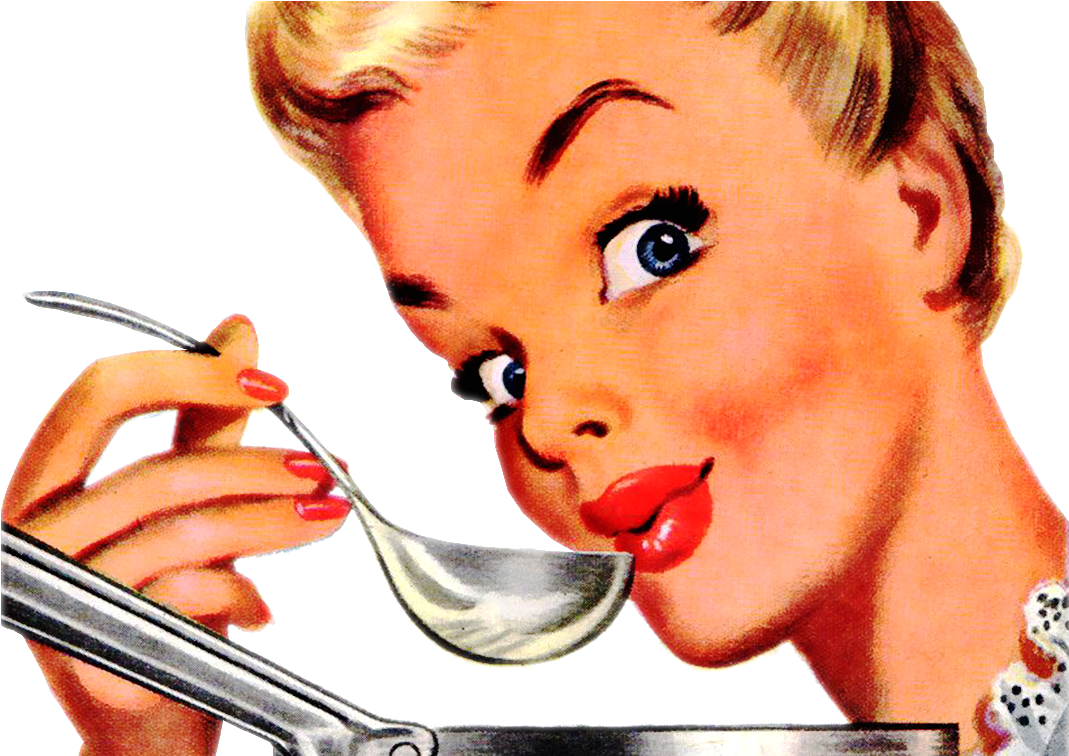 A Vintage Image Of A Woman Taking A Sip From A Spoon - Cooking With Mum, 9780857801579 (1110x755), Png Download