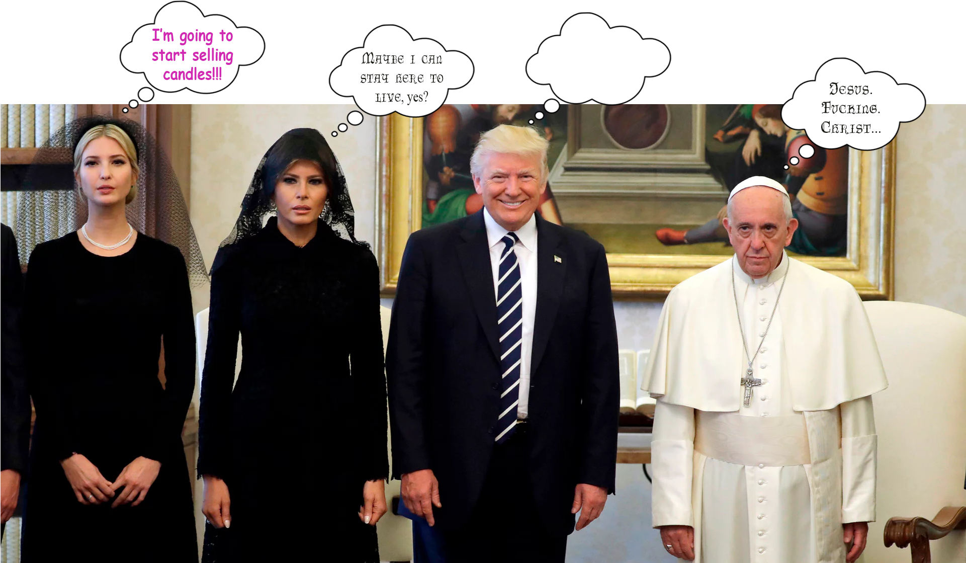 1mib, 1920x1152, Trumpenpope - Trump Melania With Pope (1920x1152), Png Download
