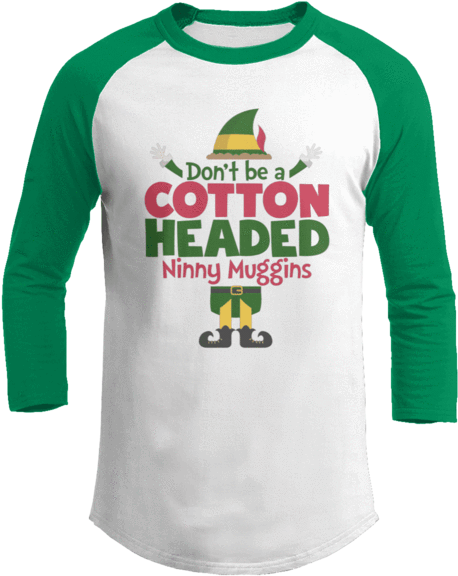 Ninny Muggins - Kids - Ninny Muggins - Christmas Raglan / White/green / M (600x600), Png Download