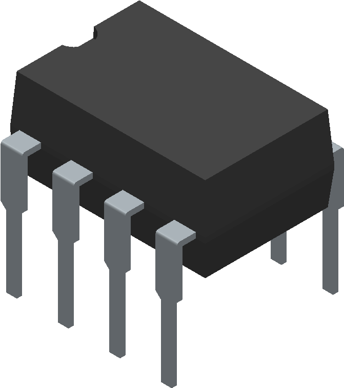 Lm358p - Texas Instruments - 3d Model - Dual In Line - Transistor 8pin 3d (800x800), Png Download
