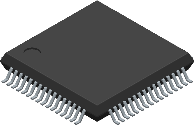 Msp430f169ipm - Texas Instruments - 3d Model - Quad - Silicon Labs C8051f580-iq, 8bit 8051 Microcontroller, (800x800), Png Download
