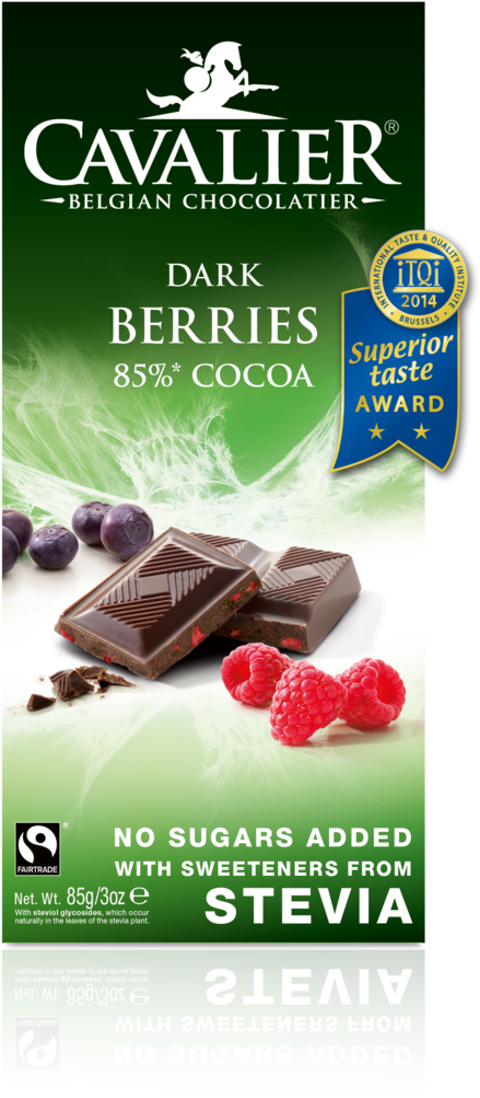 Chocolate Tablet Berries - Cavalier Milk Chocolate Stevia (489x1080), Png Download