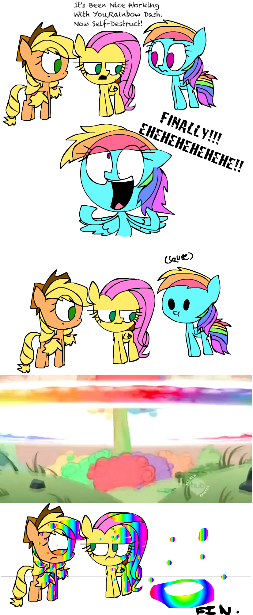 Mushroomcookiebear, Comic, Crossover, Fluttershy, Gir, - Rainbow Dash (826x2004), Png Download
