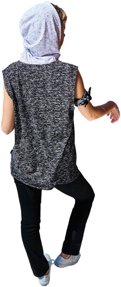 Dorito Color Block Sleeveless Hoodie In Black Tees - Girl (687x1024), Png Download