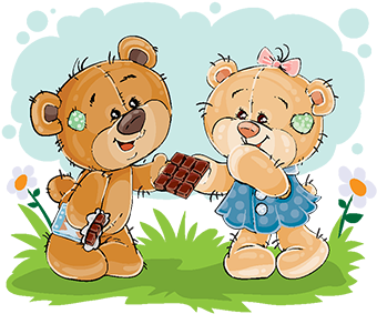 Vector Funny Teddy Bear Sweet Tooth Treats His Girlfriend - Ilustração De Ursinho (360x360), Png Download