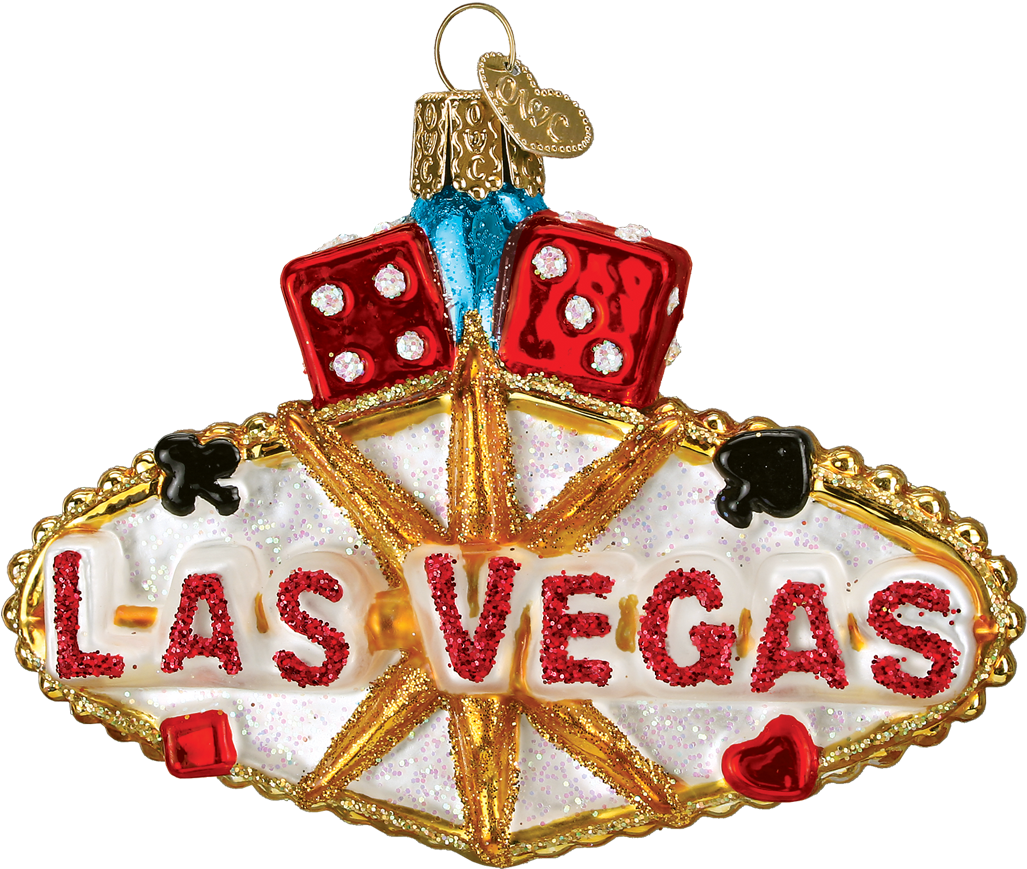 Old World Christmas Las Vegas Sign Glass Blown Ornament (350x350), Png Download