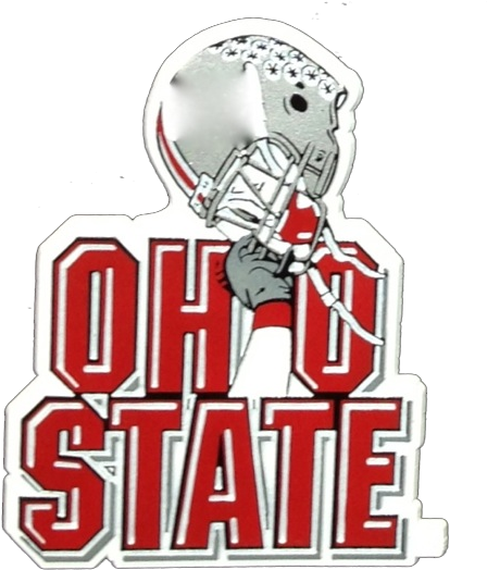 Buckeye Magnets And Stickers - Ohio State Holding A Helmet (480x560), Png Download