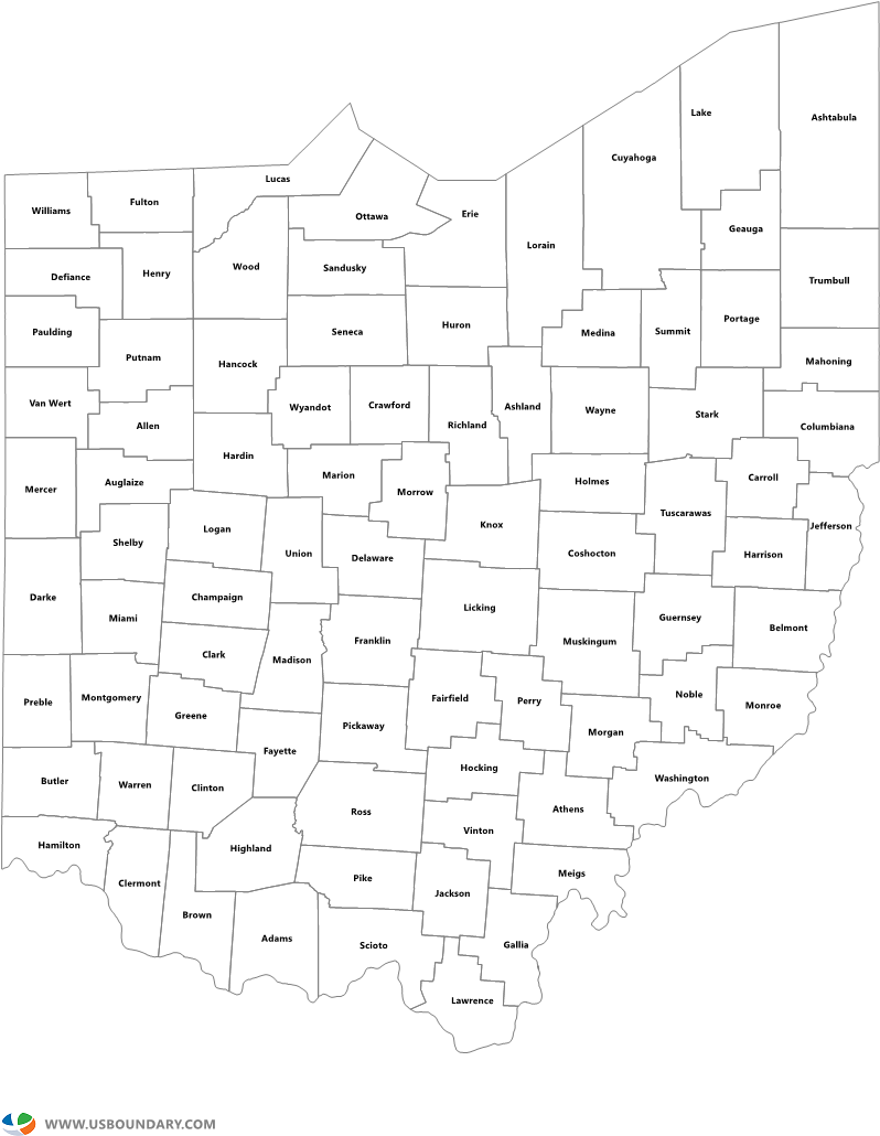 Ohio Maps Of Counties And Travel Information - Indiana (1584x1123), Png Download