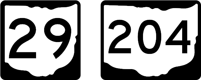 Independent-mount Style Route 29 And Route 204 Markers - Ohio State Route Sign (704x288), Png Download