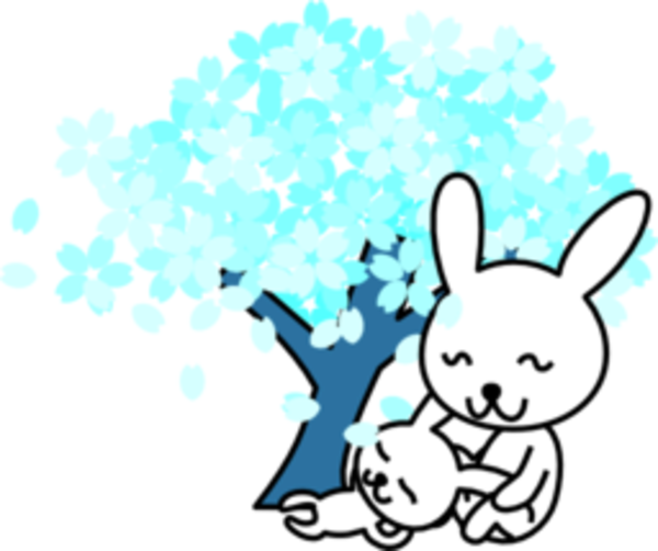 Blue Sakura Tree Mother And Baby Image - Blue Sakura Png (600x502), Png Download