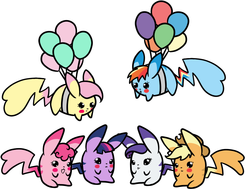 Korino0, Balloon, Crossover, Cute, Fluttershy, Mane - My Little Pony Chibi Anime (1200x800), Png Download