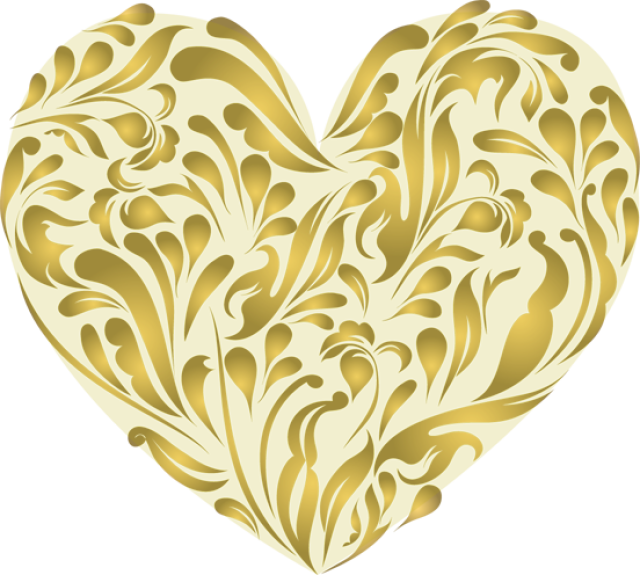 Digital Gold Heart Clip Art - Heart Clip Art Gold (640x575), Png Download