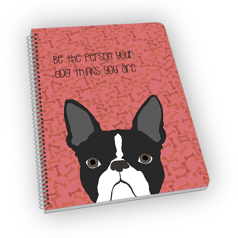 Boston Terrier Notebook - Dog (1000x769), Png Download