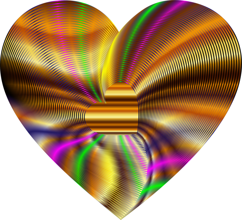 Gold Heart Rainbow Circle Drawing - Portable Network Graphics (827x750), Png Download