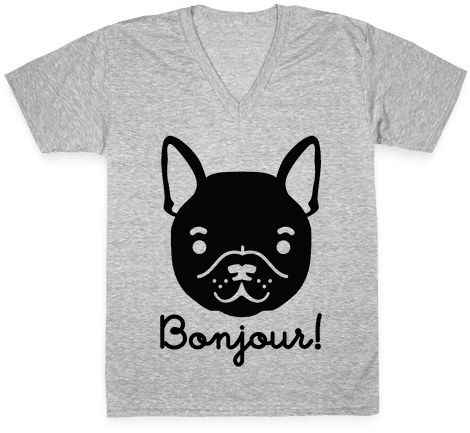 Bonjour French Bulldog V-neck Tee Shirt - H Double Hockey Sticks (484x484), Png Download
