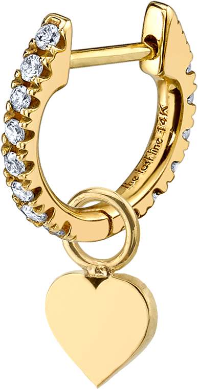 Gold Heart Hoop Charm - Chain (1800x1800), Png Download