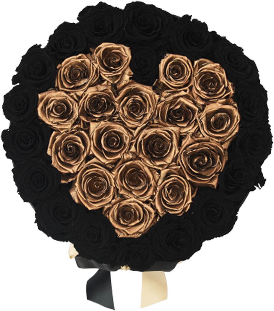 Orb Grand Black And Gold Heart Roses - Gold (2000x2000), Png Download