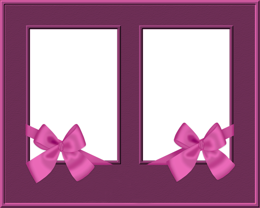 Pink Duble Png Frame With Bow - Pink Bow Frame (1024x819), Png Download