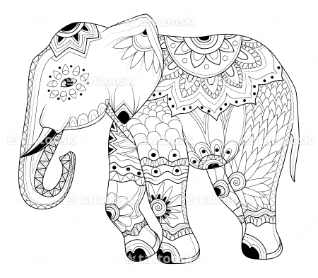 Good Luck Elephant Tattoo Design - Plantilla De Tatuajes Elefante (450x393), Png Download